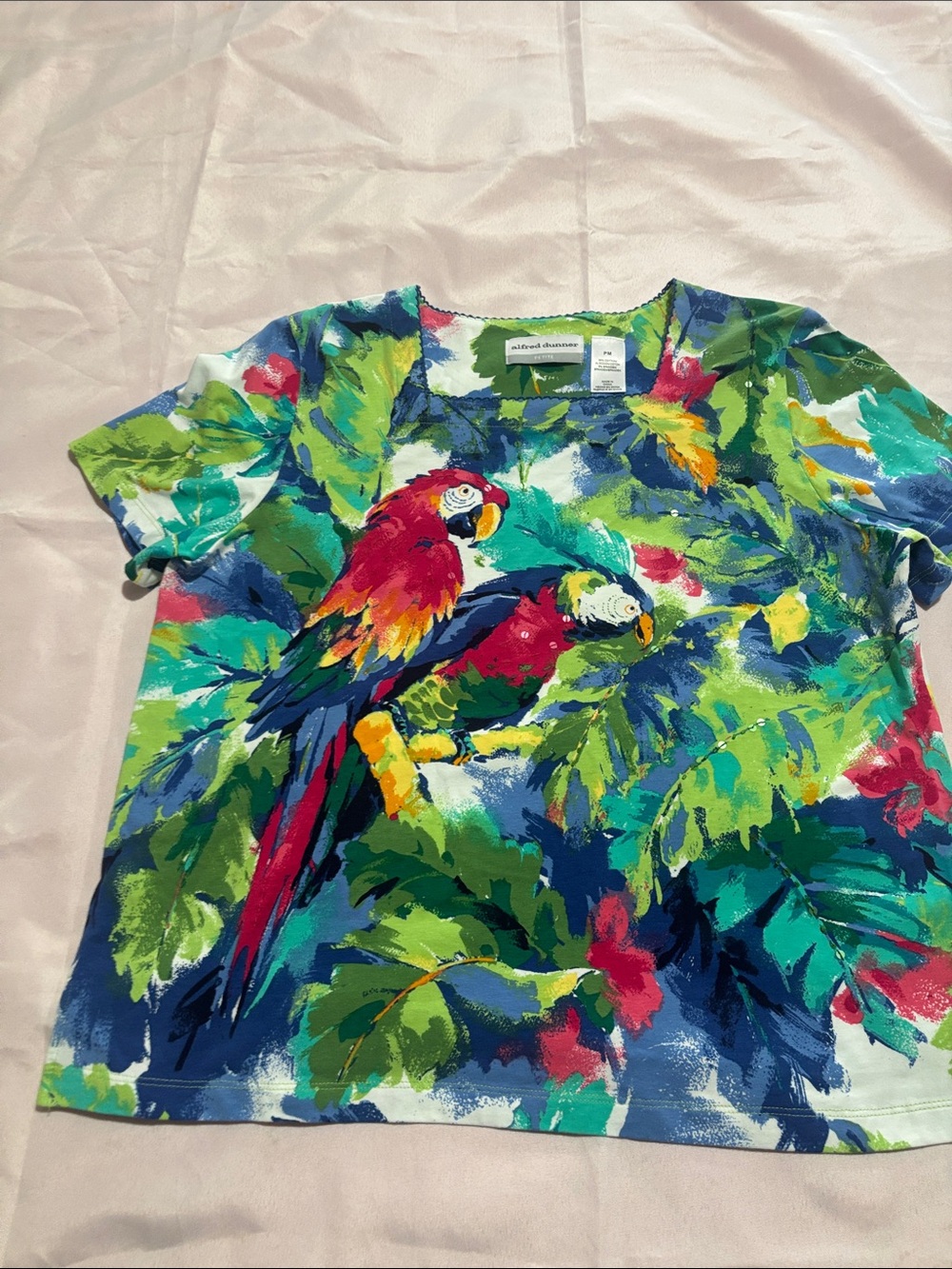 Alfred Dunner Bright Multicolor Floral Top - Green Blue Pink